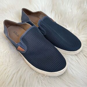 OluKai Women's Pehuea Women Size 8.5W Slip On Loafer Flats Navy Blue Sneakers